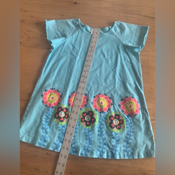 Hanna‎ Andersson Flower Power Short Sleeve Tee Shirt Blue Girls 12 Preloved - Picture 5 of 7
